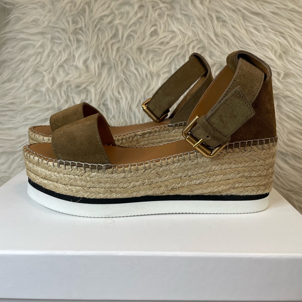See By Chloé Glyn Ankle-Strap Platform Wedge Sandal Color Terra Size 37